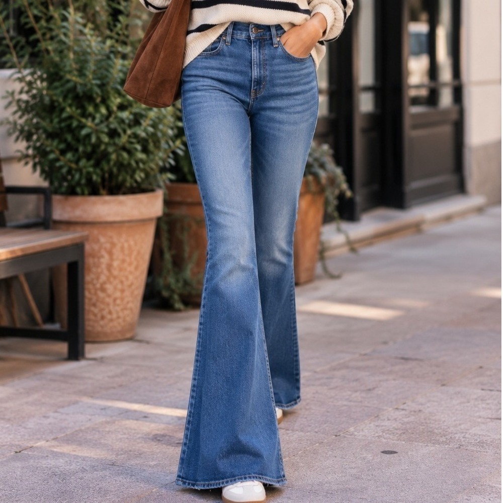 Levis 70s High Flare Jeans Womens 29 Medium Wash Blue High Rise Denim Tall